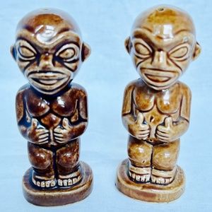 Vintage Kon-Tiki Salt & Pepper Shakers Steve Crane Thumbs Up Japan 4 1/2" Tall